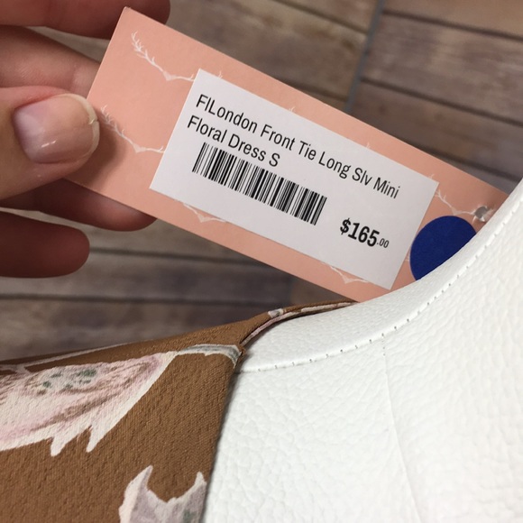 Flynn Skye Floral Front Tie Long Sleeve Mini Dress - Picture 7 of 8